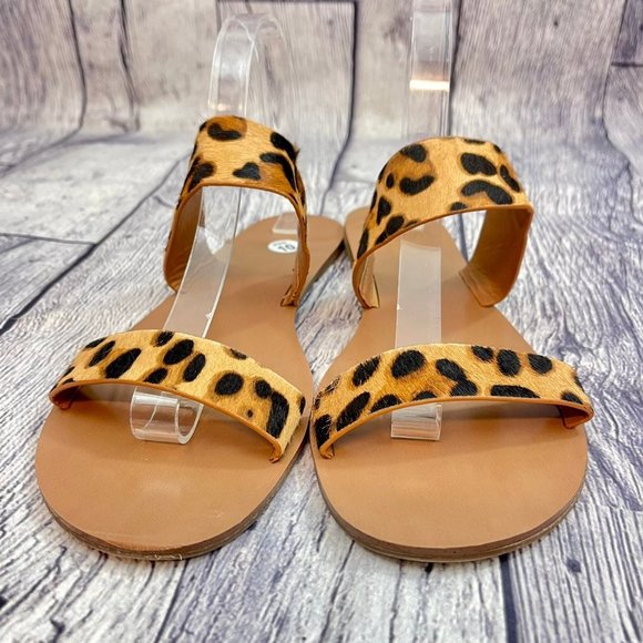 J Crew Leopard Calf Hair Easy Summer Slide Sandals Women's Size 10 shoes - Picture 6 of 10
